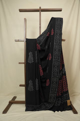 Black HBP Cotton Saree - SRBCS3443