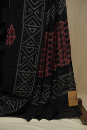 Black HBP Cotton Saree - SRBCS3443