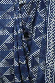 Indigo HBP Cotton Silk Saree With Chanderi Border - SRICSS1775