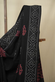 Black HBP Cotton Saree - SRBCS3443