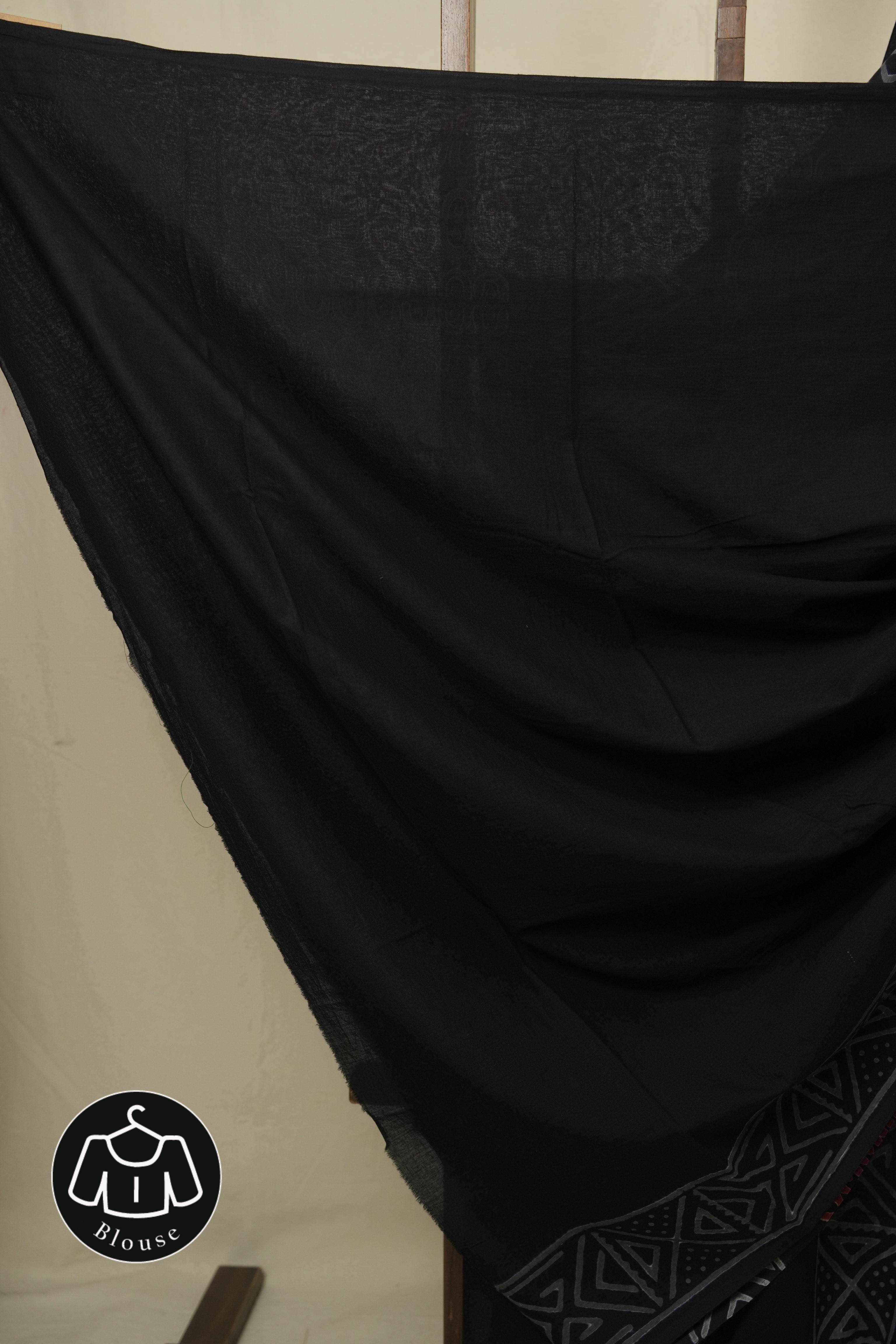 Black HBP Cotton Saree - SRBCS3443