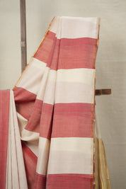 Off White-Red Maheshwari Saree - SROWRMS923