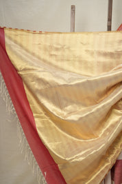 Off White-Red Maheshwari Saree - SROWRMS923