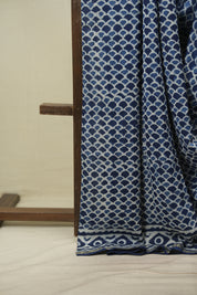 Indigo HBP Cotton Silk Saree With Chanderi Border - SRICSS1773