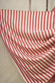 Off White-Red Maheshwari Saree - SROWRMS923