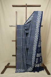 Indigo HBP Cotton Saree - SRICS3436