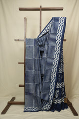 Indigo HBP Cotton Saree - SRICS3436