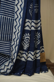 Indigo HBP Cotton Saree - SRICS3436