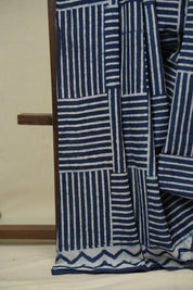 Indigo HBP Cotton Saree - SRICS3436