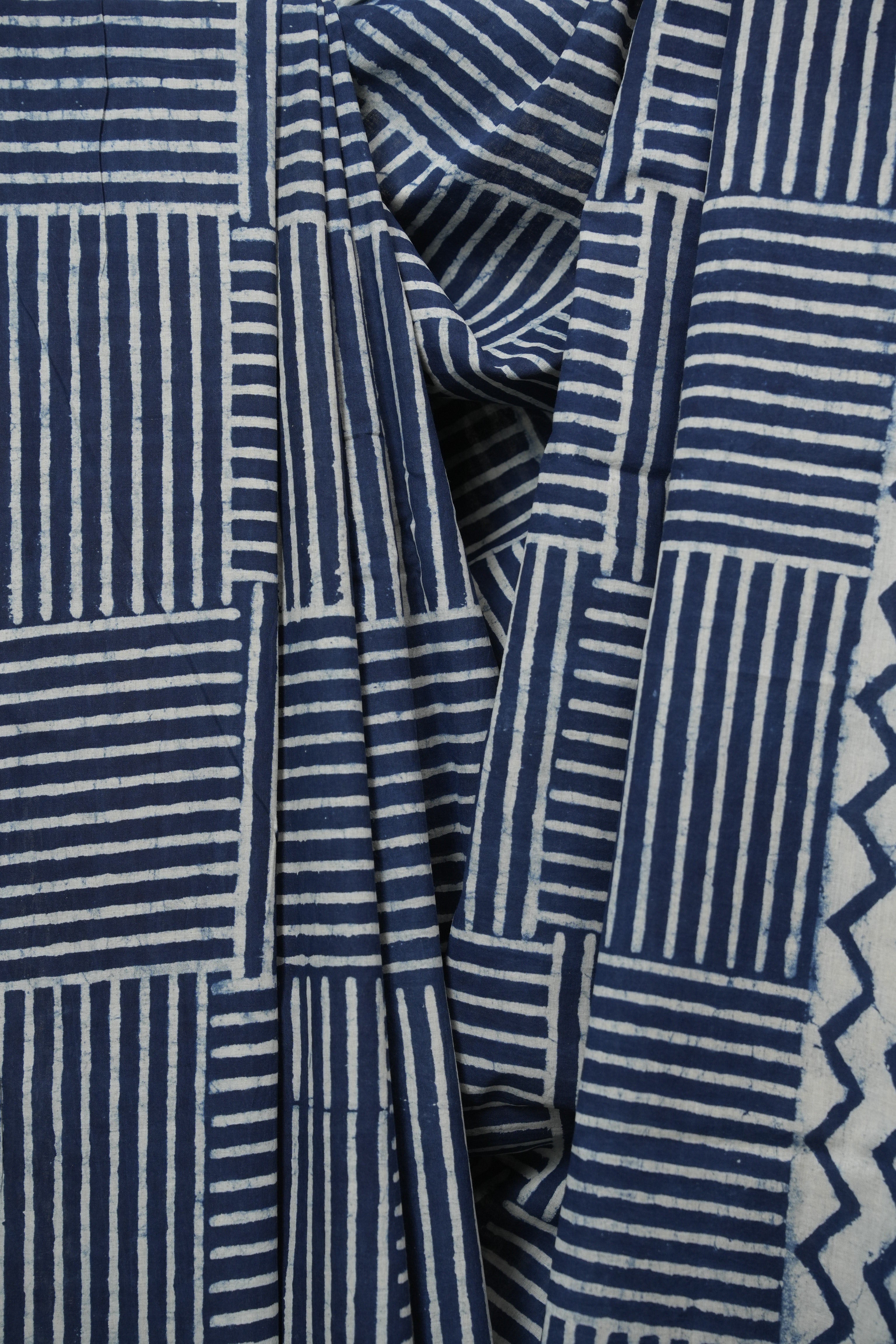 Indigo HBP Cotton Saree - SRICS3436