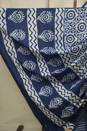 Indigo HBP Cotton Saree - SRICS3436