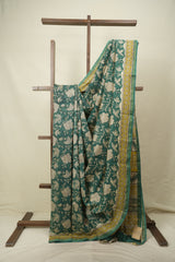 Green HBP Cotton Silk Saree With Chanderi Border - SRGCSS1771