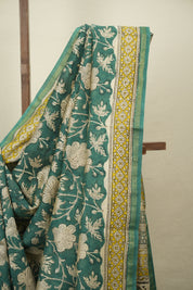 Green HBP Cotton Silk Saree With Chanderi Border - SRGCSS1771