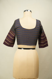 Blue Handloom Resham Khun Blouse - SRBRKB113
