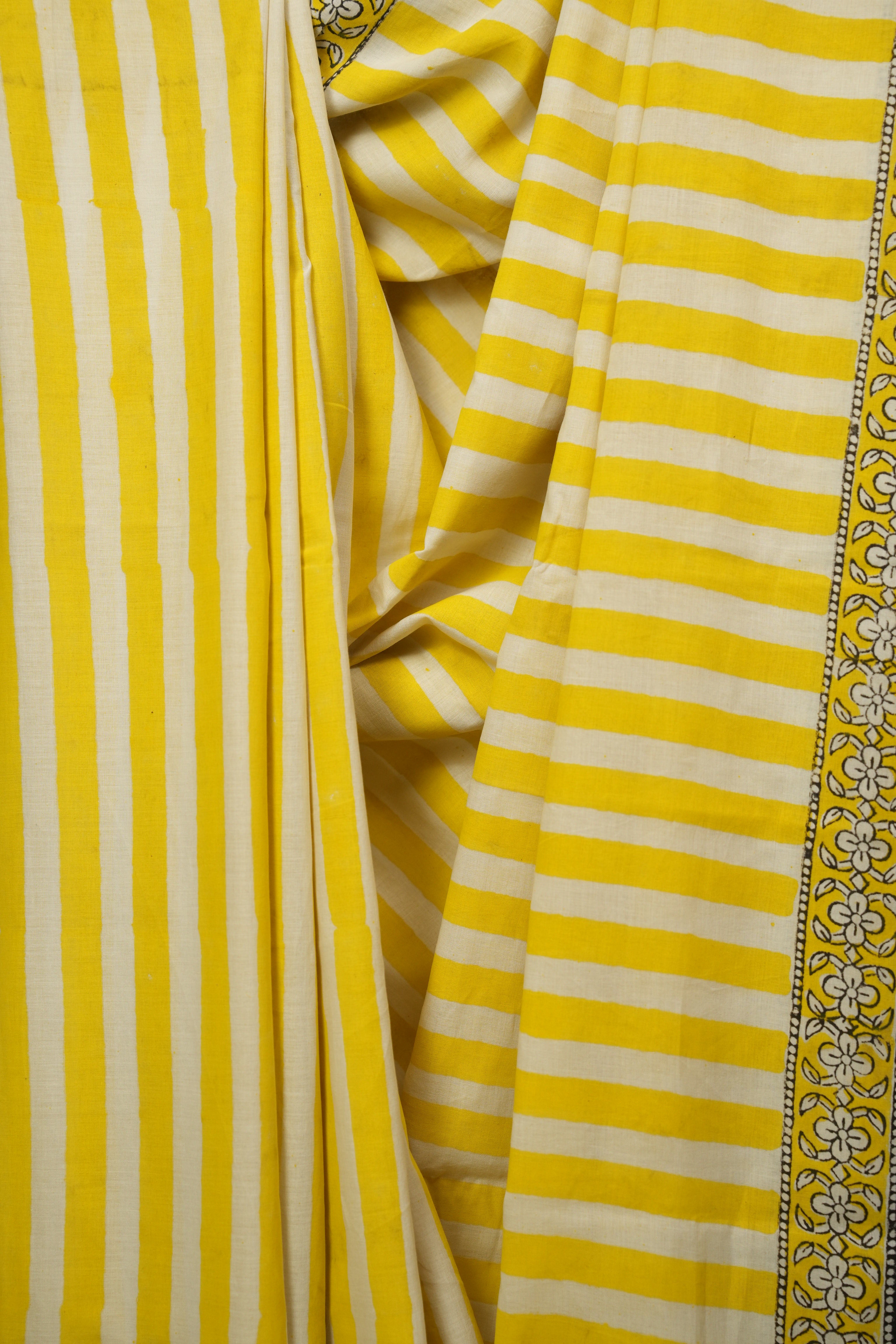 Yellow HBP Cotton Saree - SRYCS3446