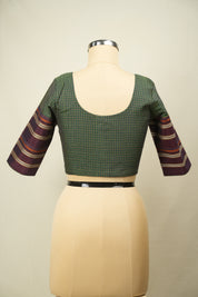 Green Handloom Resham Khun Blouse - SRGRKB116