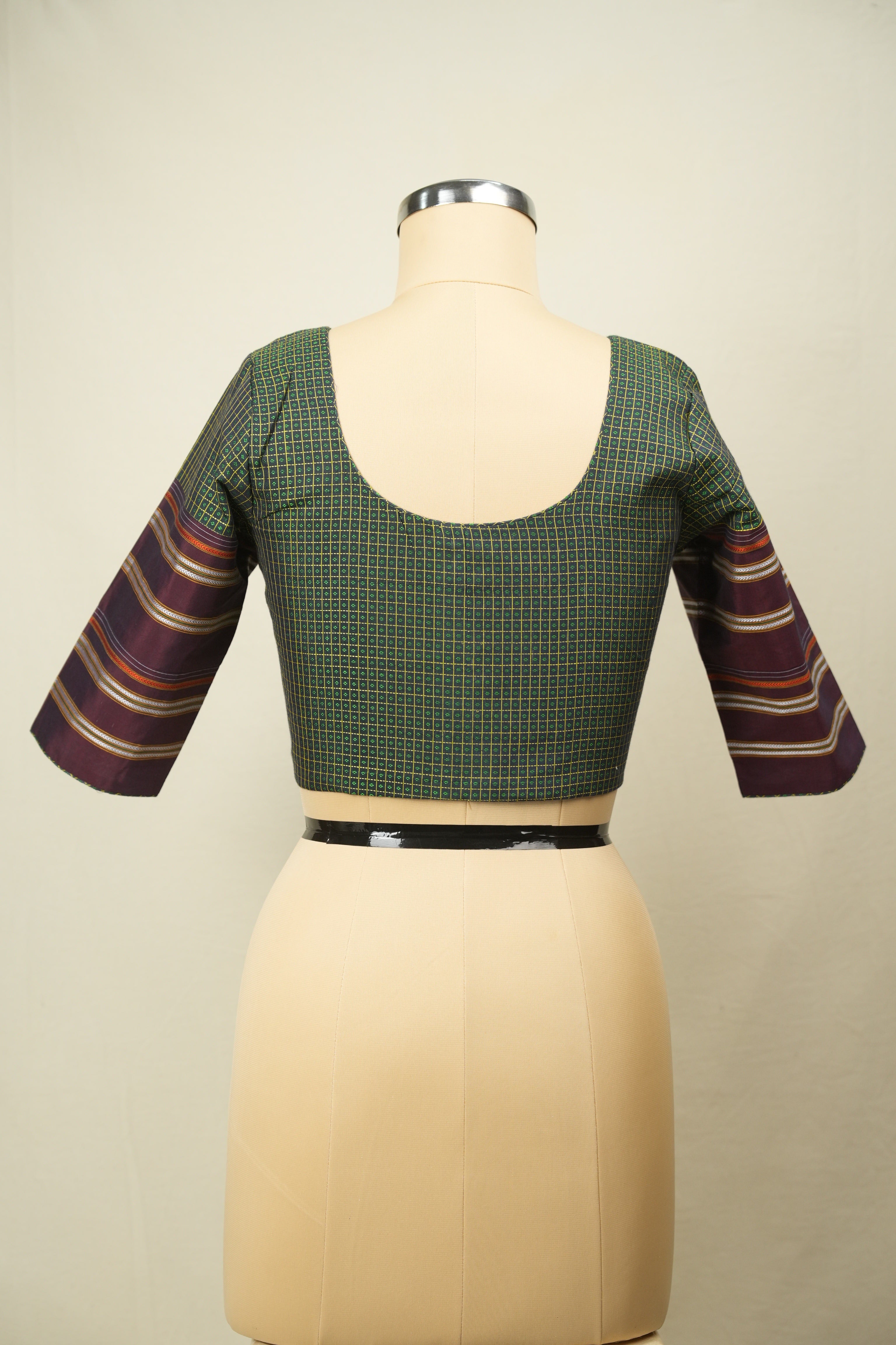 Green Handloom Resham Khun Blouse - SRGRKB116