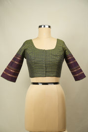 Green Handloom Resham Khun Blouse - SRGRKB112