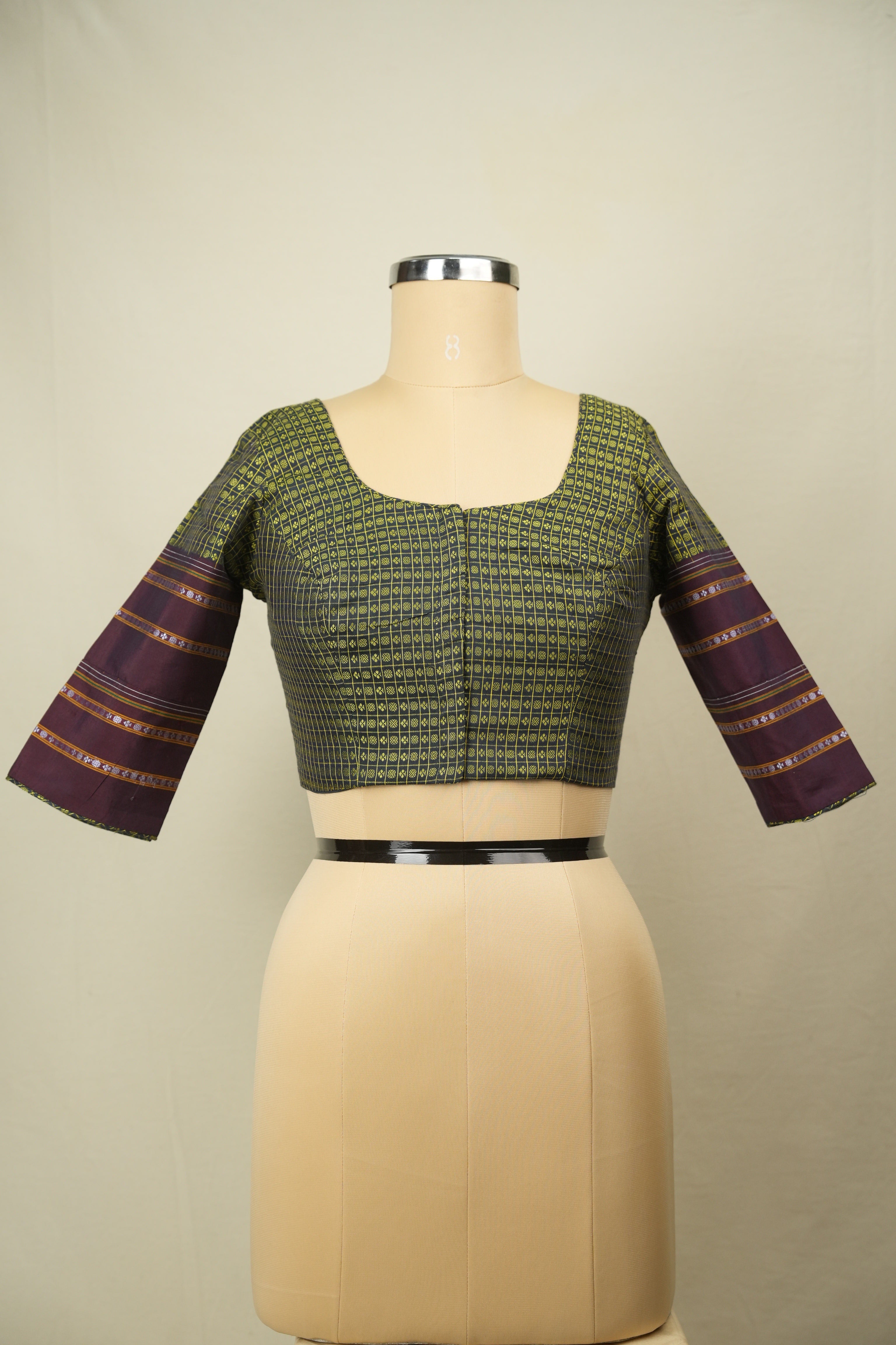 Green Handloom Resham Khun Blouse - SRGRKB112