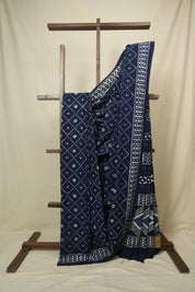 Indigo HBP Cotton Saree - SRICS3437
