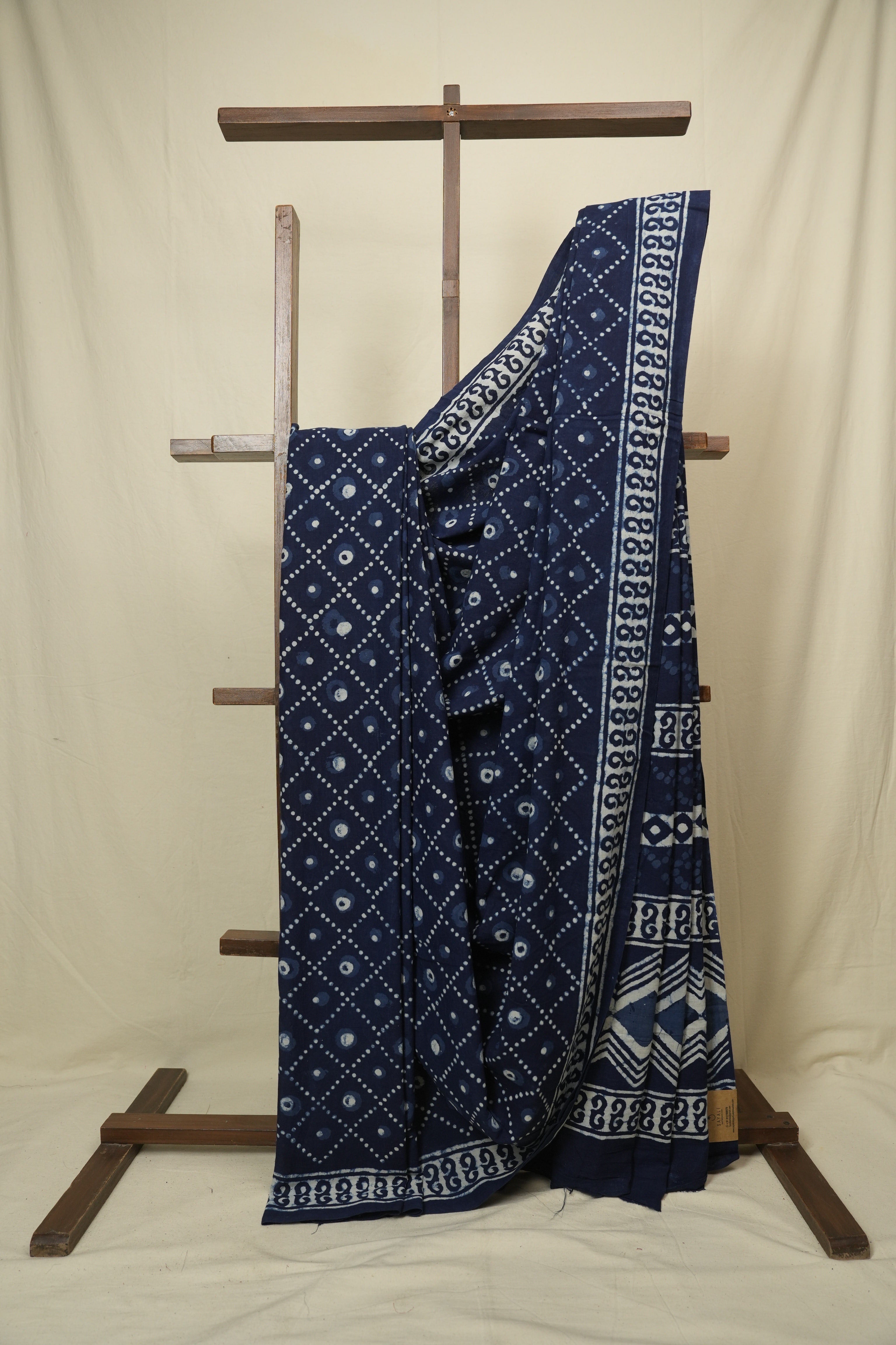 Indigo HBP Cotton Saree - SRICS3437