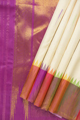 Cream Prism Kanjivaram Silk Saree - Saavari - SSCPKSS93