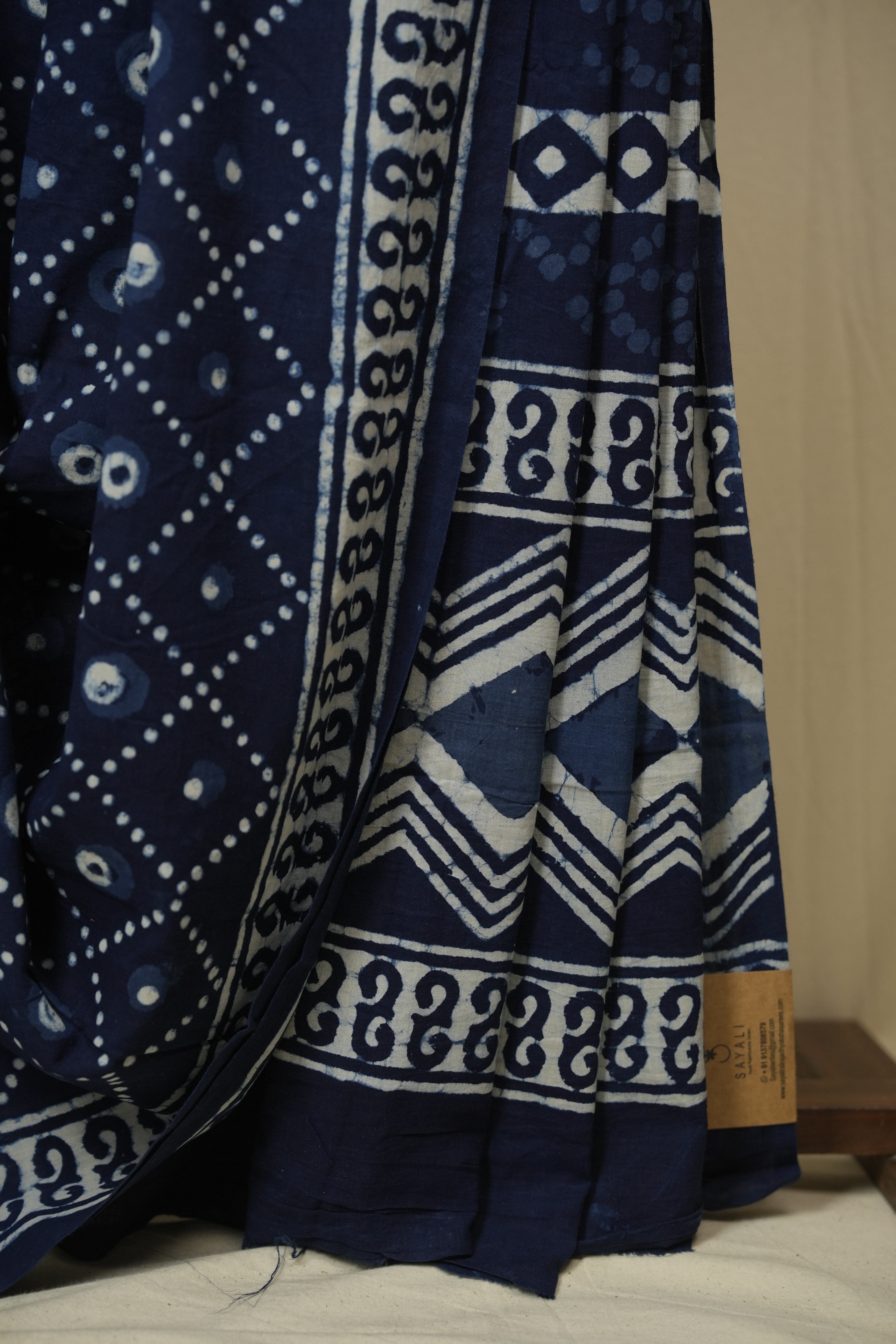 Indigo HBP Cotton Saree - SRICS3437