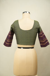 Green Handloom Resham Khun Blouse - SRGRKB112
