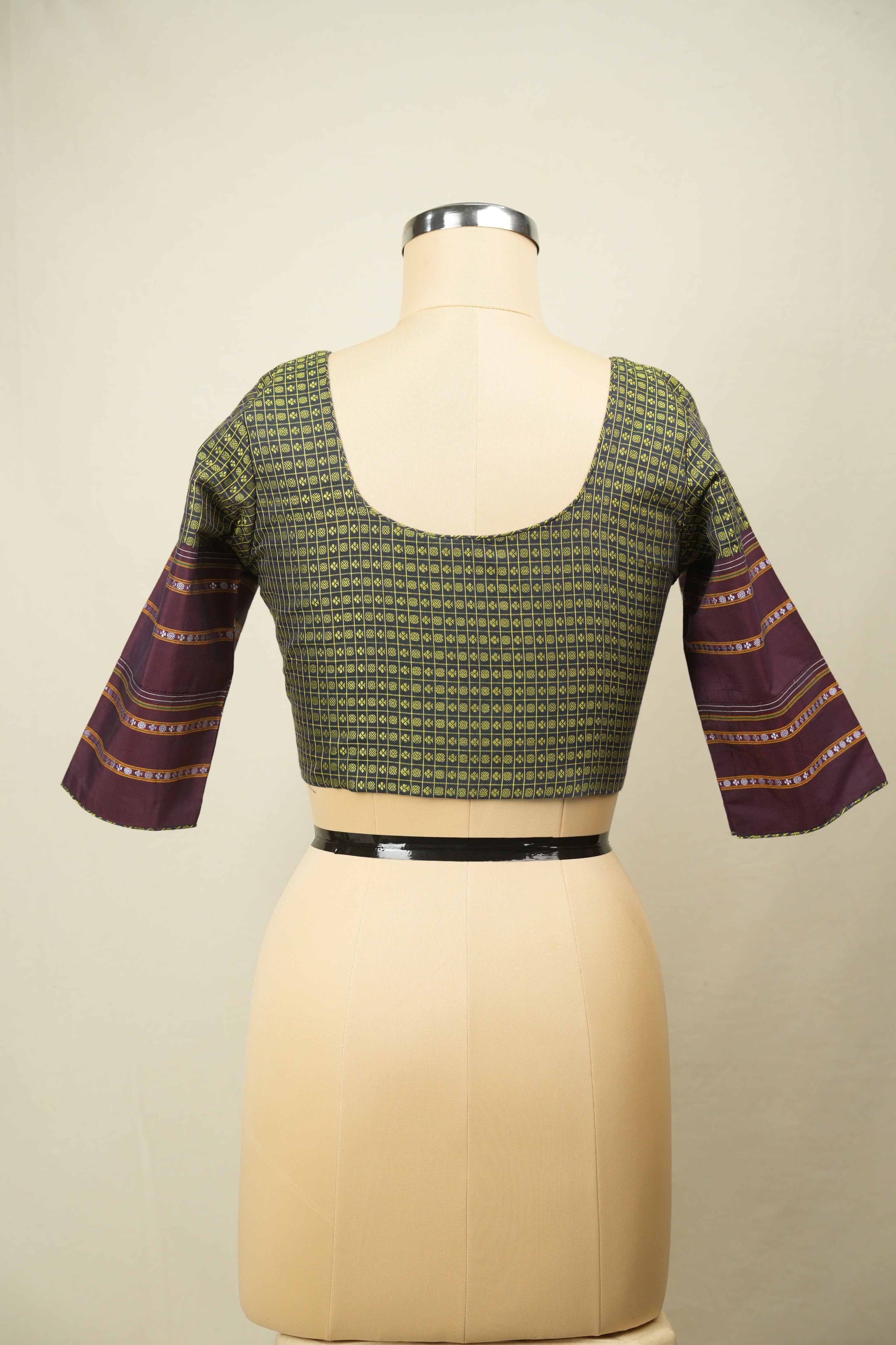 Green Handloom Resham Khun Blouse - SRGRKB112