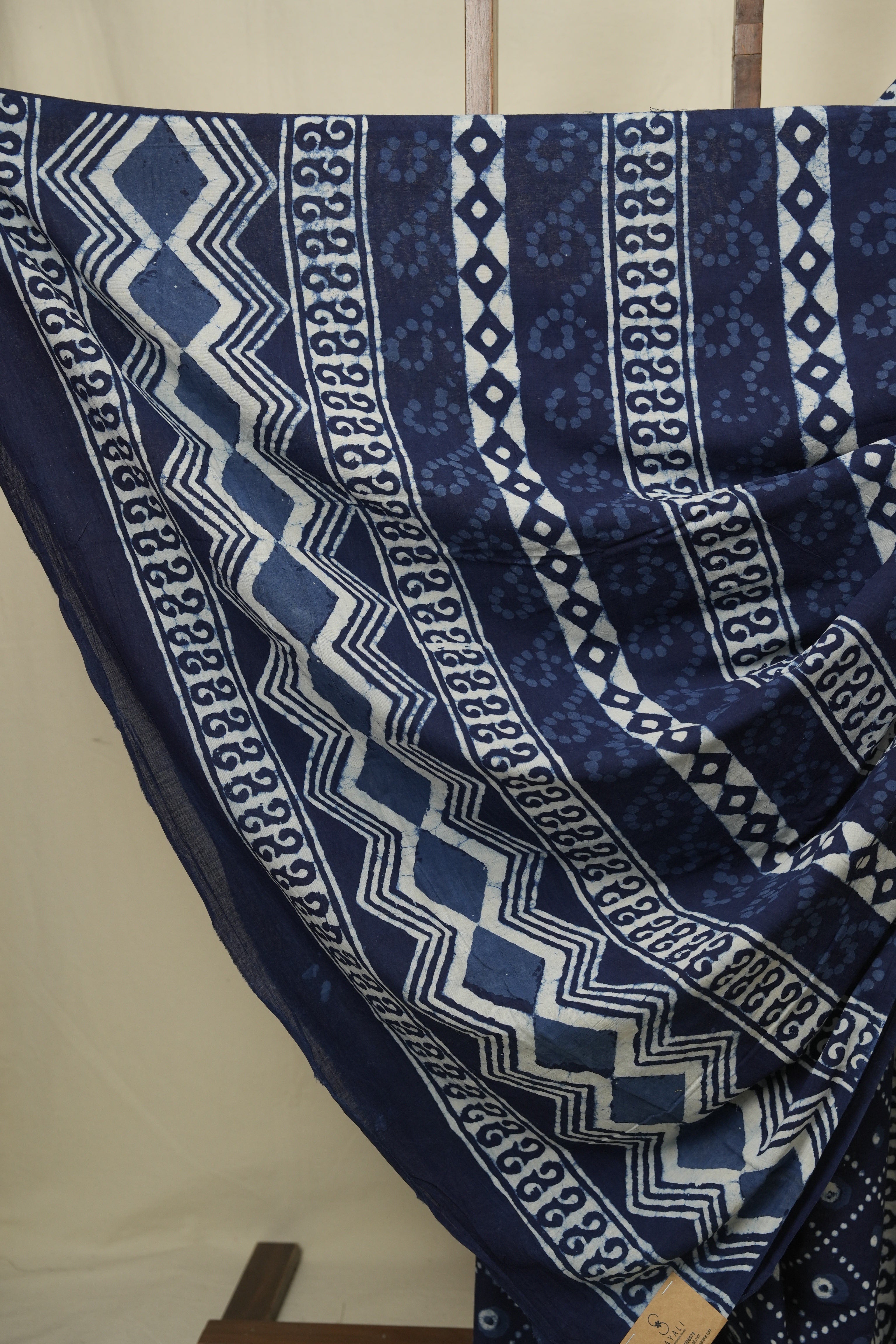 Indigo HBP Cotton Saree - SRICS3437