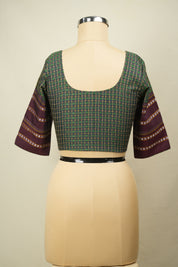 Green Handloom Resham Khun Blouse - SRGRKB114