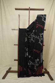 Black HBP Cotton Saree - SRBCS3445