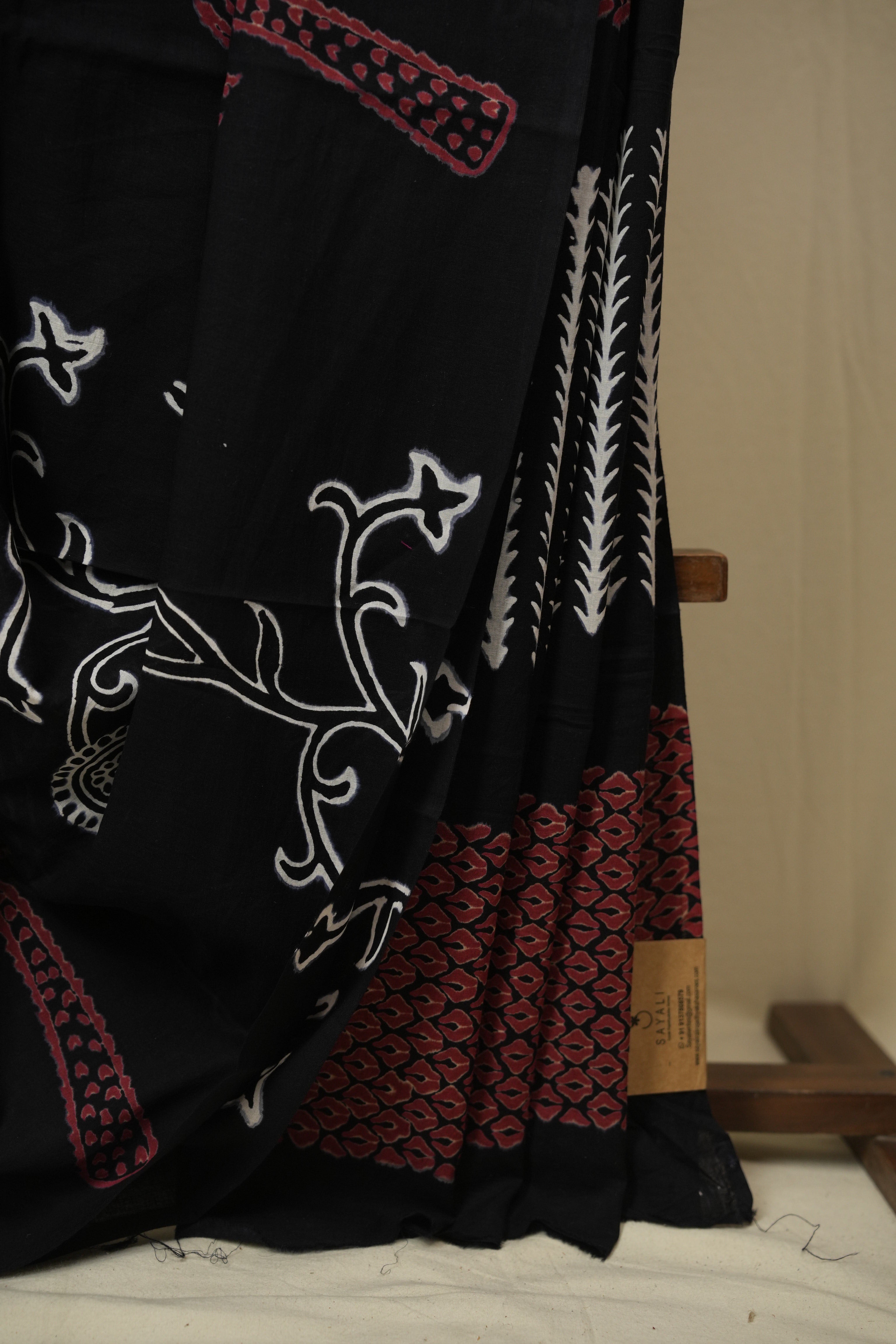 Black HBP Cotton Saree - SRBCS3445