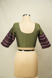 Lime Green Handloom Resham Khun Blouse - SRLGRKB110