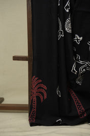 Black HBP Cotton Saree - SRBCS3445