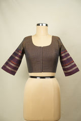 Rust Handloom Resham Khun Blouse - SRRRKB111