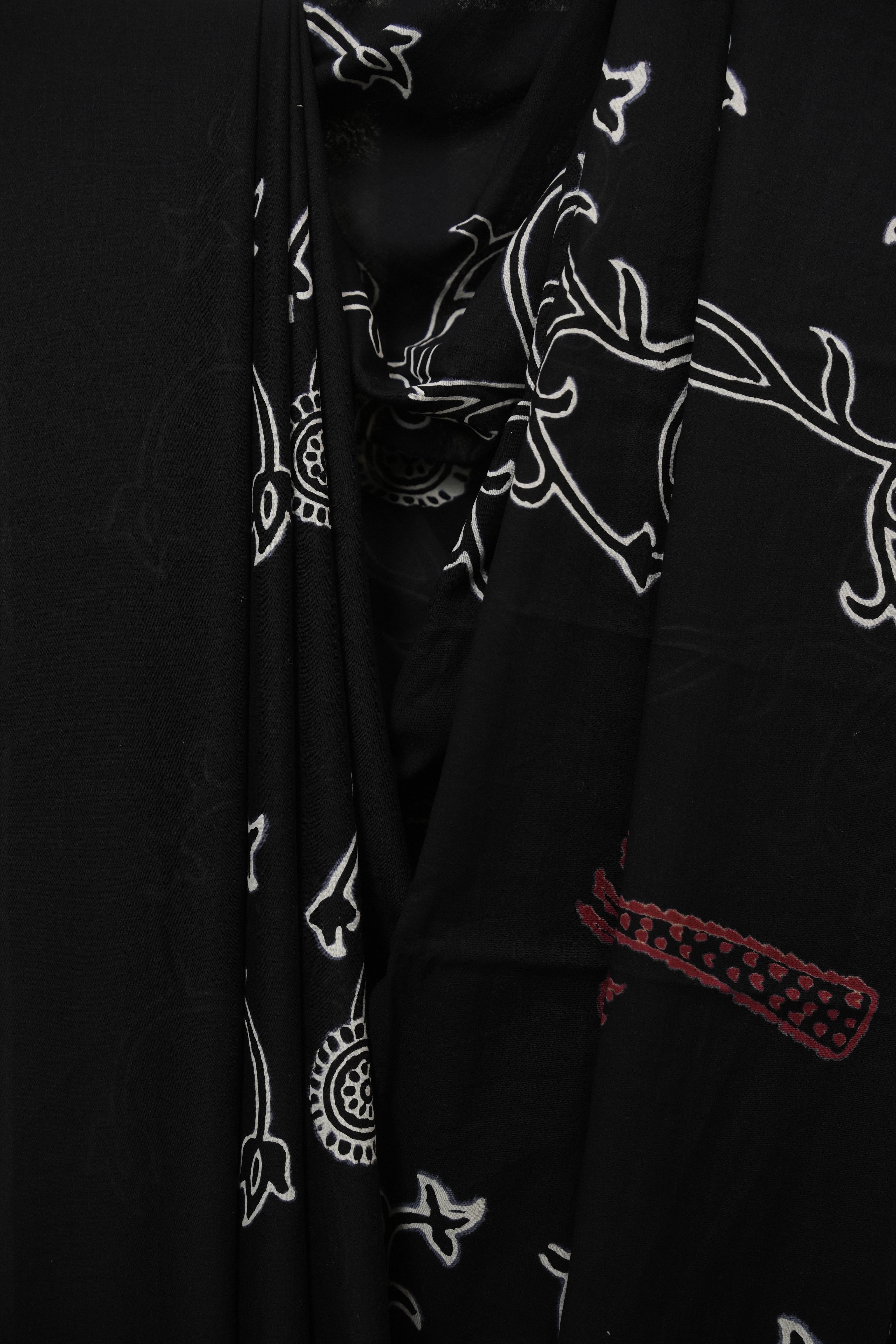 Black HBP Cotton Saree - SRBCS3445
