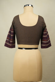 Rust Handloom Resham Khun Blouse - SRRRKB111