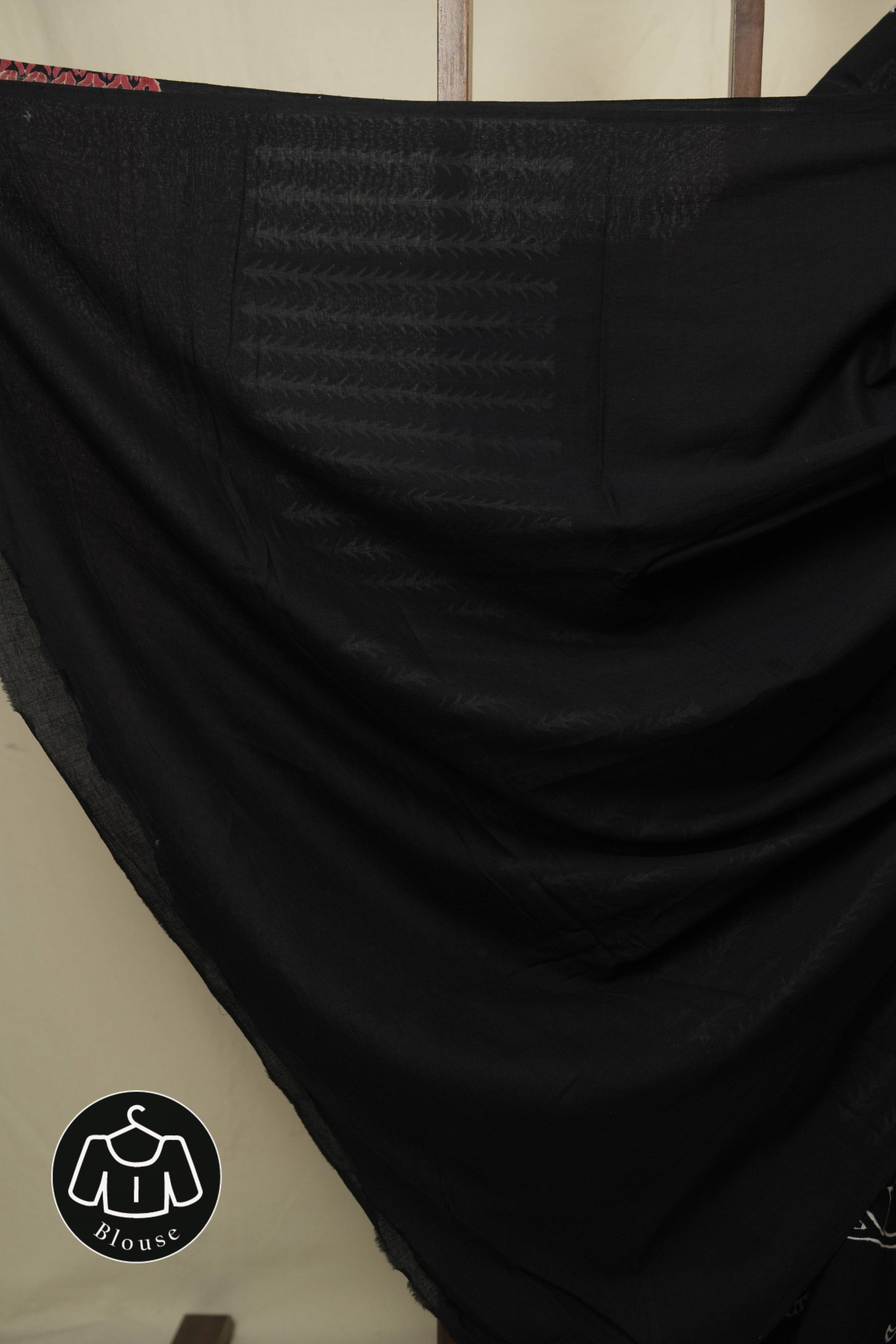 Black HBP Cotton Saree - SRBCS3445