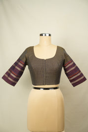 Maroon Handloom Resham Khun Blouse - SRMRKB115