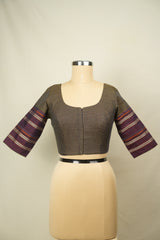Maroon Handloom Resham Khun Blouse - SRMRKB115