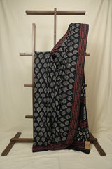Black HBP Cotton Saree - SRBCS3444
