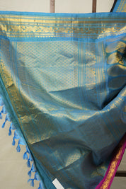 Black - Blue Gadwal Silk Saree - SRBBGSS580