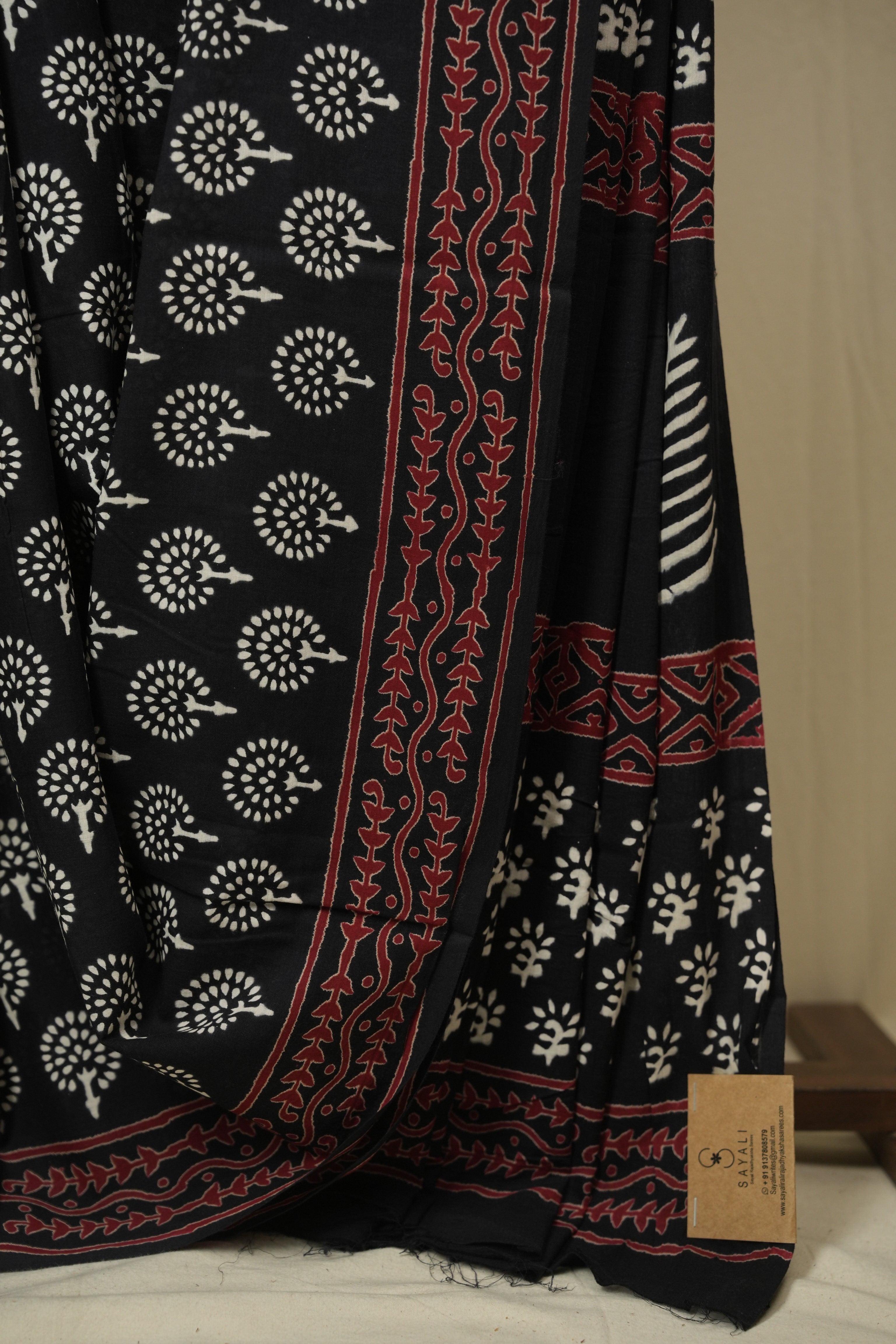 Black HBP Cotton Saree - SRBCS3444