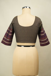 Maroon Handloom Resham Khun Blouse - SRMRKB115