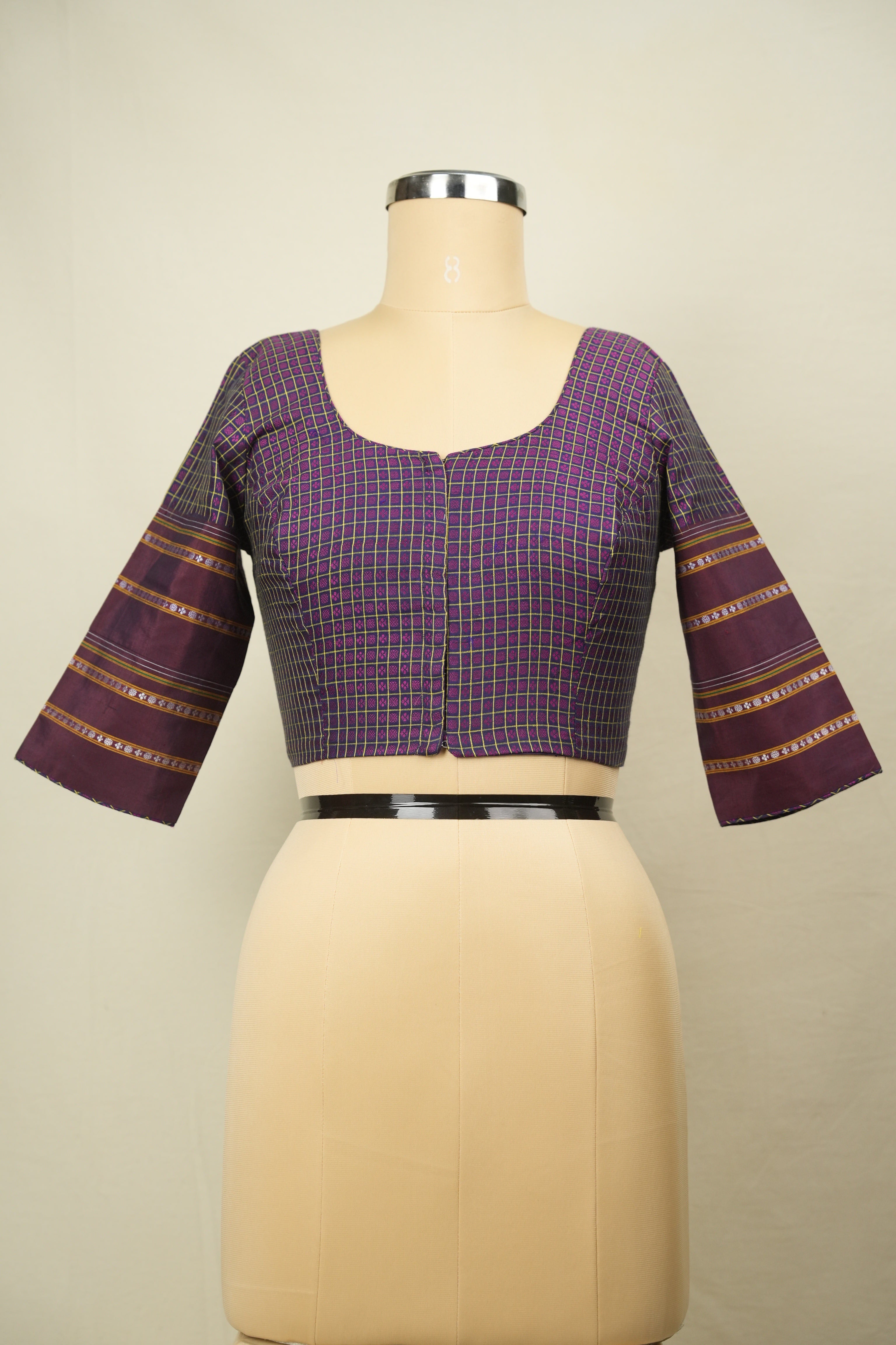 Purple Handloom Resham Khun Blouse - SRPRKB109
