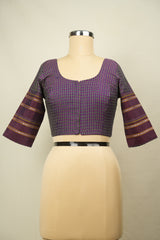Purple Handloom Resham Khun Blouse - SRPRKB109