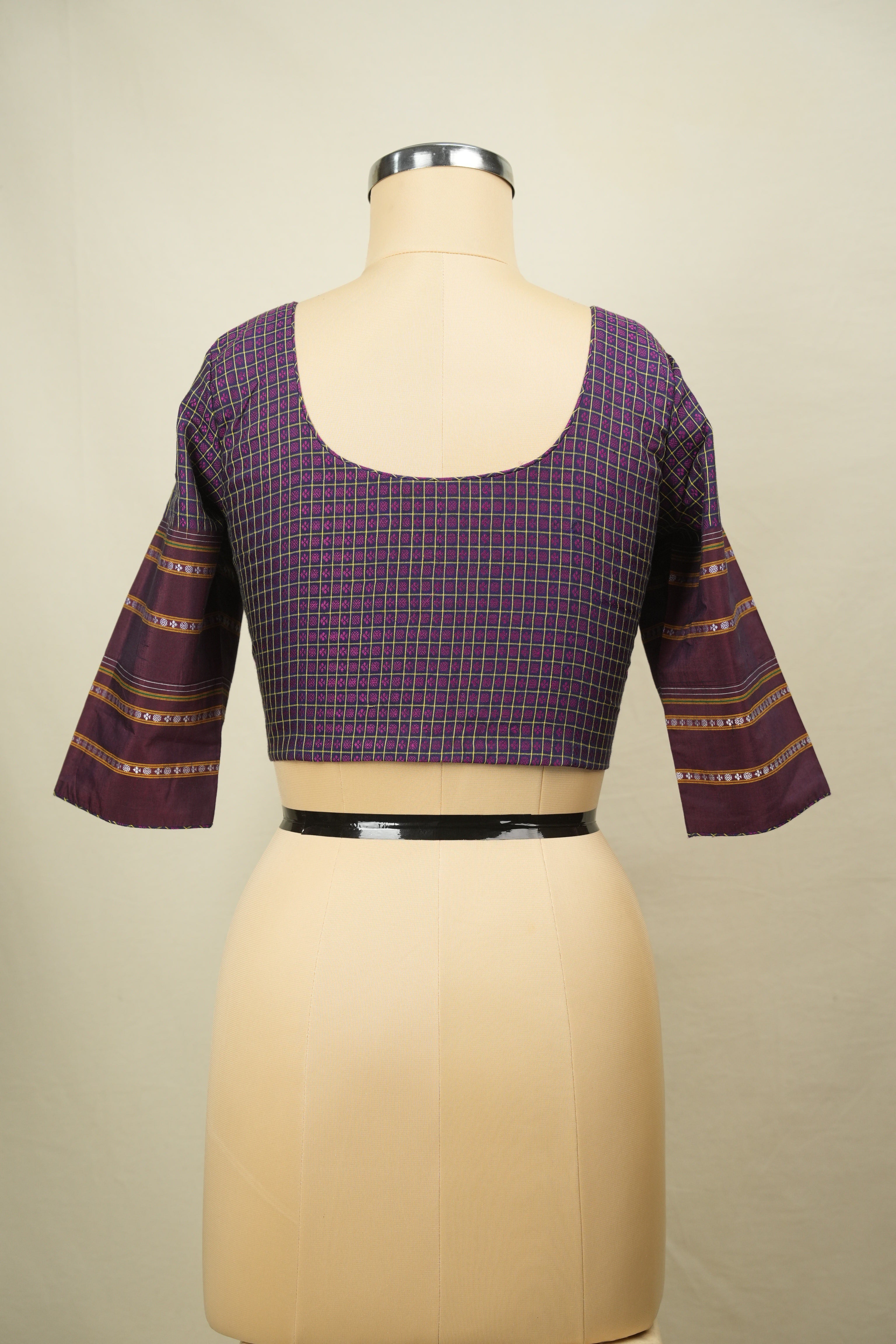 Purple Handloom Resham Khun Blouse - SRPRKB109