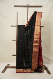 Black Maheshwari Saree - SRBMS885