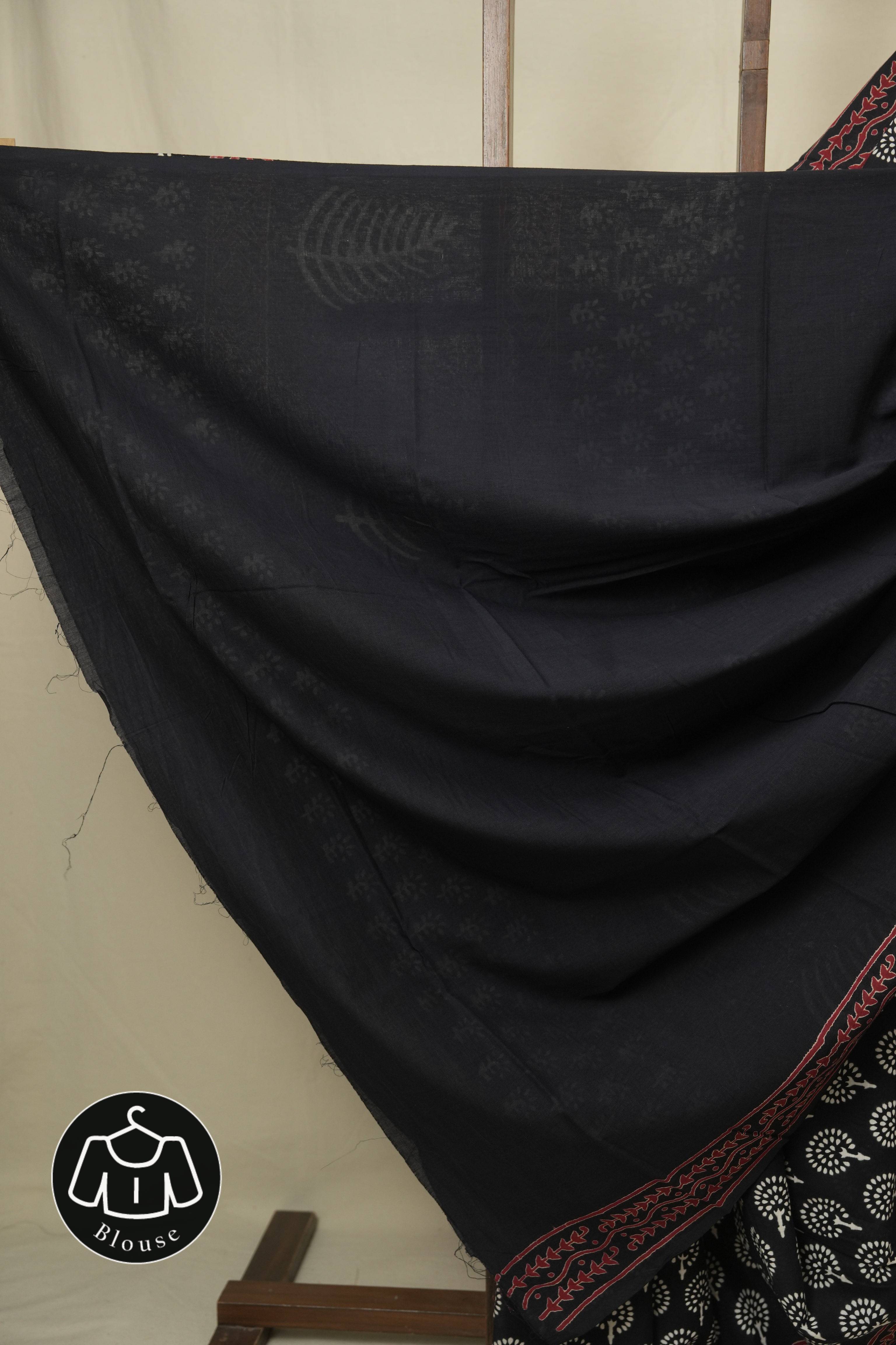 Black HBP Cotton Saree - SRBCS3444